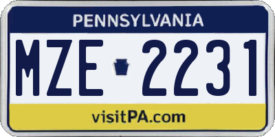 PA license plate MZE2231