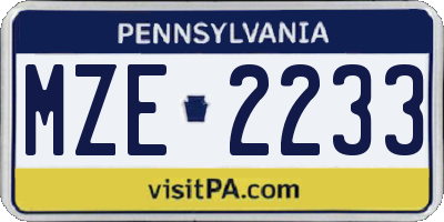 PA license plate MZE2233