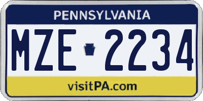 PA license plate MZE2234