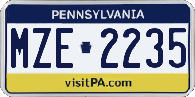 PA license plate MZE2235