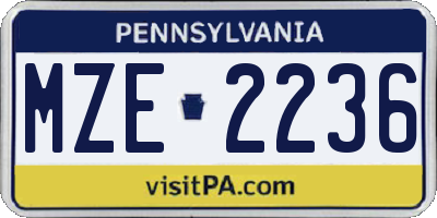 PA license plate MZE2236
