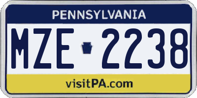 PA license plate MZE2238