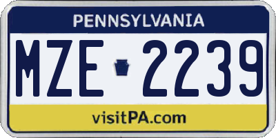 PA license plate MZE2239