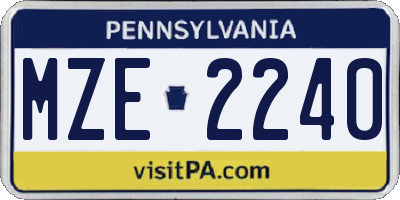 PA license plate MZE2240