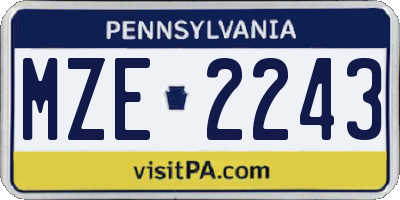 PA license plate MZE2243