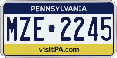 PA license plate MZE2245