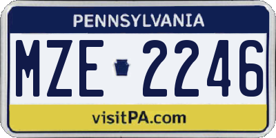 PA license plate MZE2246