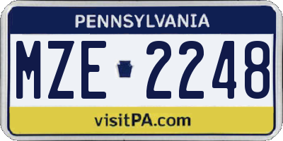 PA license plate MZE2248