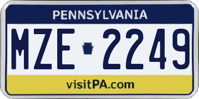PA license plate MZE2249