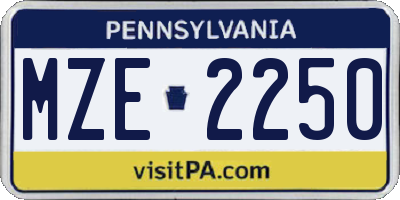 PA license plate MZE2250