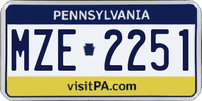 PA license plate MZE2251