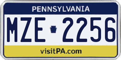 PA license plate MZE2256