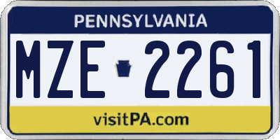 PA license plate MZE2261