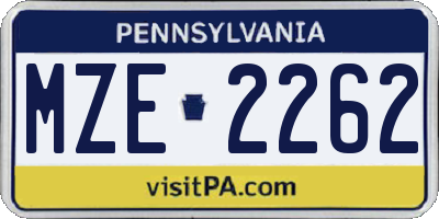 PA license plate MZE2262