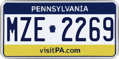 PA license plate MZE2269