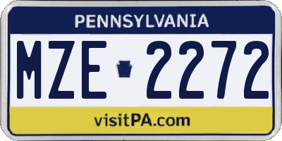 PA license plate MZE2272