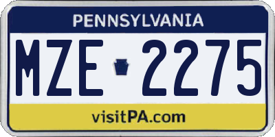 PA license plate MZE2275