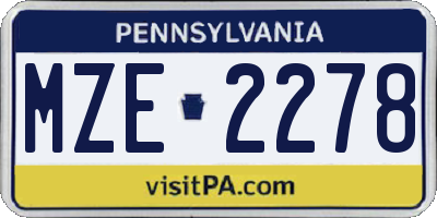PA license plate MZE2278