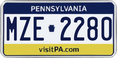PA license plate MZE2280