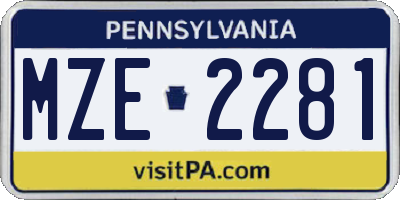 PA license plate MZE2281