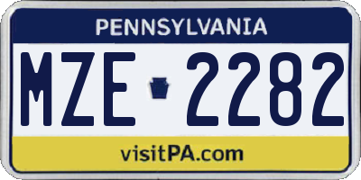 PA license plate MZE2282