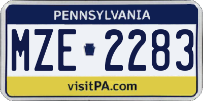PA license plate MZE2283