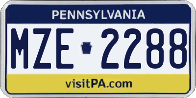 PA license plate MZE2288