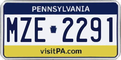 PA license plate MZE2291