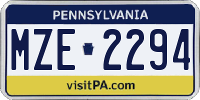 PA license plate MZE2294
