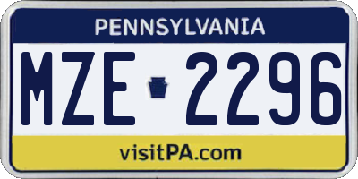 PA license plate MZE2296
