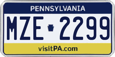 PA license plate MZE2299