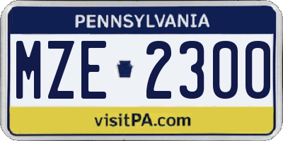 PA license plate MZE2300