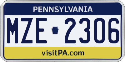 PA license plate MZE2306