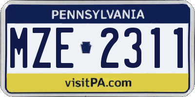 PA license plate MZE2311