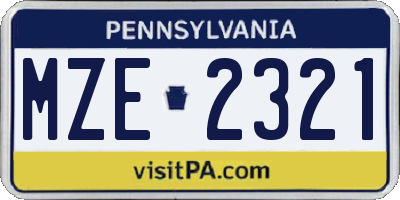 PA license plate MZE2321