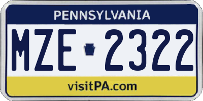 PA license plate MZE2322
