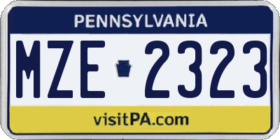 PA license plate MZE2323