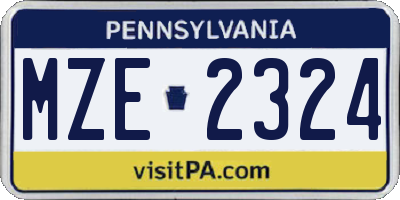 PA license plate MZE2324