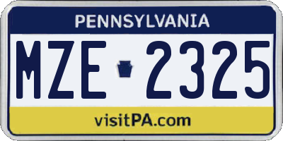 PA license plate MZE2325