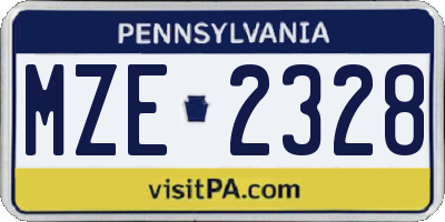 PA license plate MZE2328
