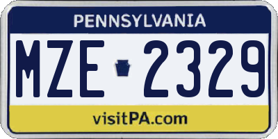 PA license plate MZE2329