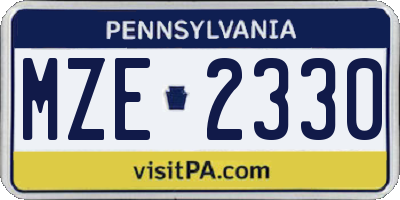 PA license plate MZE2330
