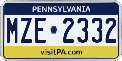 PA license plate MZE2332
