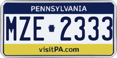 PA license plate MZE2333