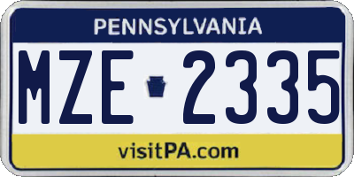 PA license plate MZE2335