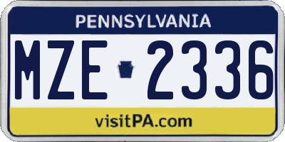 PA license plate MZE2336