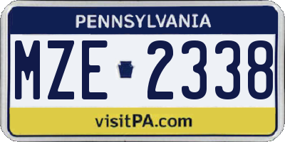 PA license plate MZE2338
