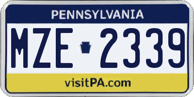 PA license plate MZE2339
