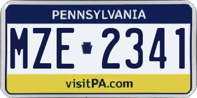 PA license plate MZE2341