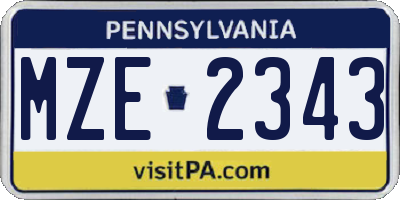 PA license plate MZE2343
